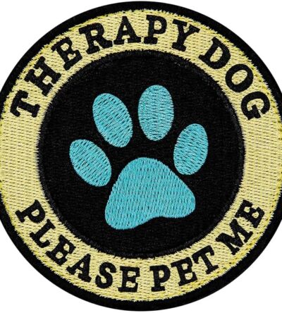 TailWag Planet Therapy Dog Please Pet Me Service Dog Patch Embroidered Vest/Harnesses Badge Fastener Hook & Loop Emblem